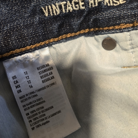 American Eagle Outfitters Vintage Hi-rise Dark Blue Straight Jeans - Picture 4 of 5